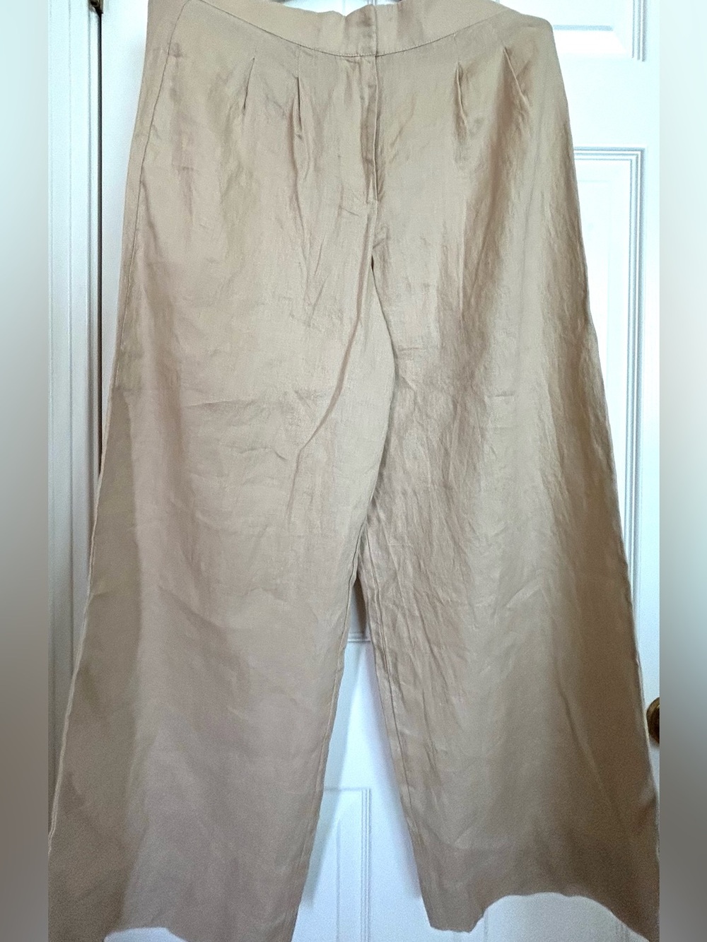 Linen pants wide leg pants beige khaki pants Magaschoni size M women’s pants